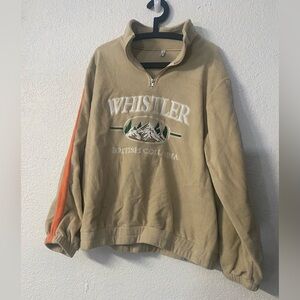 Whistler British Columbia polar fleece half zip sweatshirt unisex size L beige